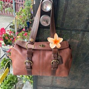 Hot!’Vintage Coach Chelsea Tote bag Turnlock brown pebbled soft Leather 10953